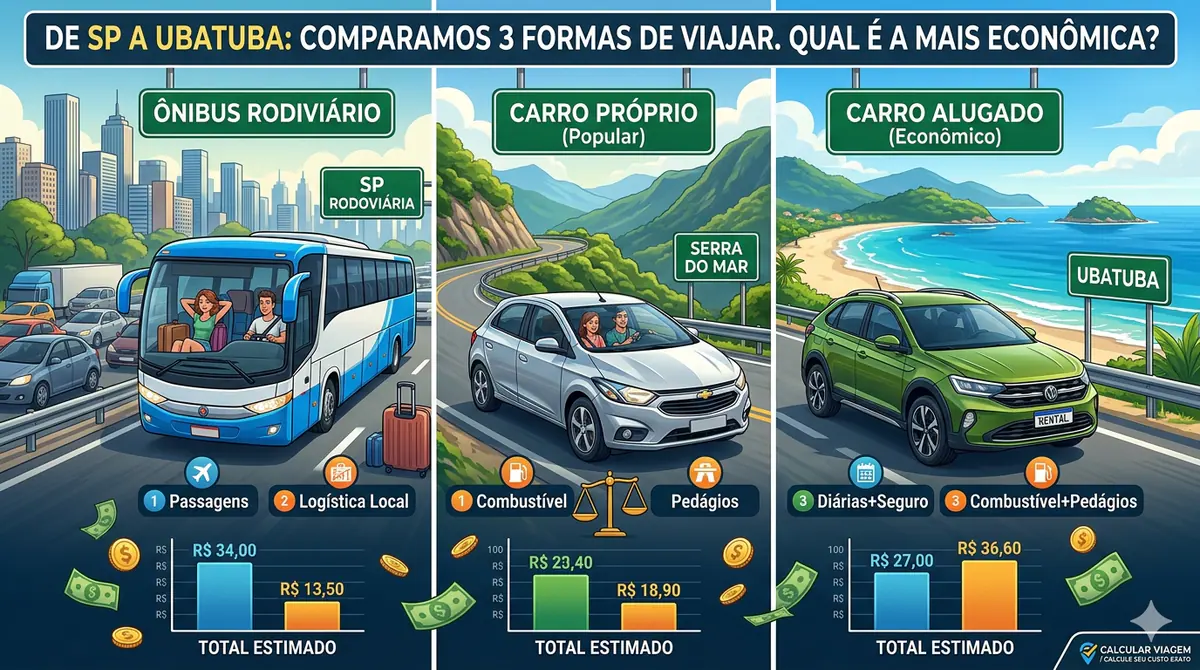De SP a Ubatuba: Comparamos 3 Formas de Viajar. Qual é a Mais Econômica?