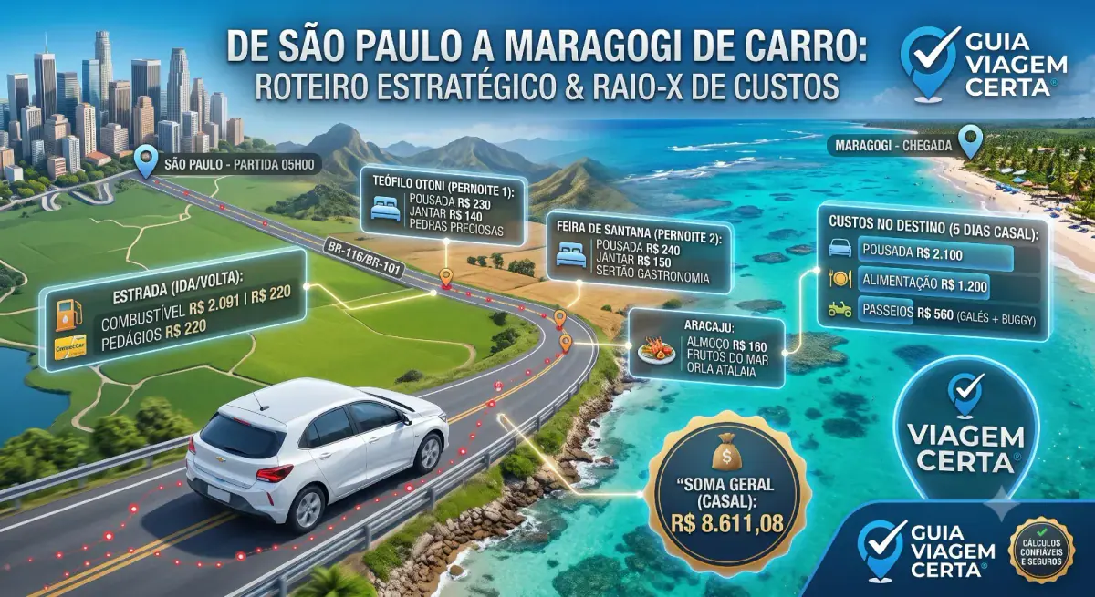 De São Paulo a Maragogi de Carro: Roteiro Estratégico com Paradas a Cada 5h e Raio-X de Custos