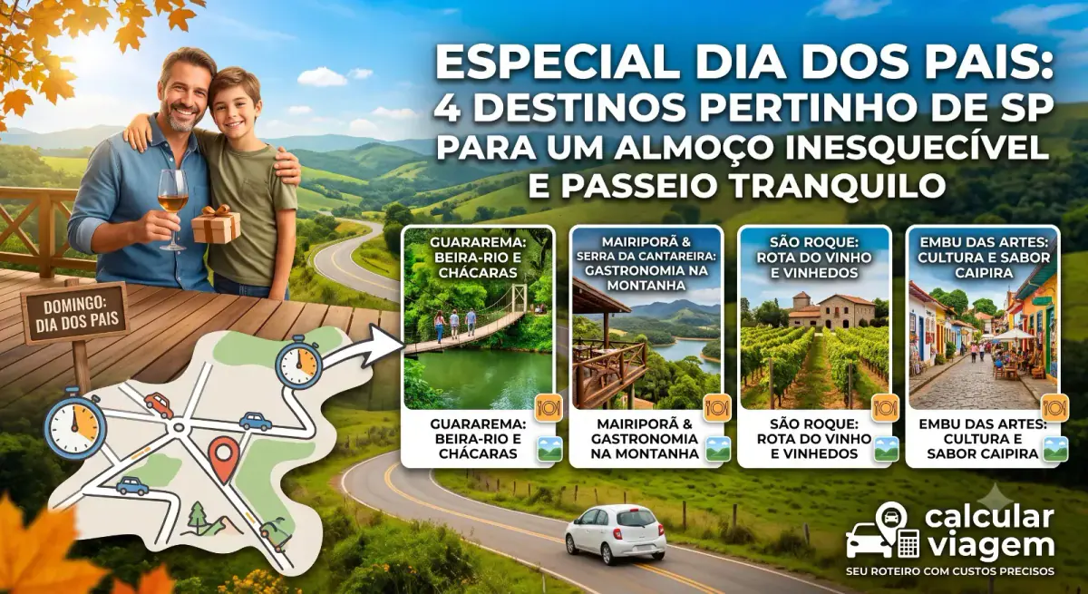 Especial Dia dos Pais: 4 Destinos Pertinho de SP para um Almoço Inesquecível e Passeio Tranquilo