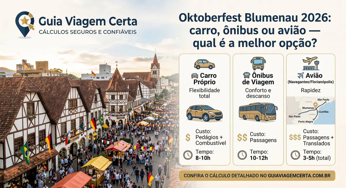 Oktoberfest Blumenau 2026: carro, ônibus ou avião — qual é a melhor opção?