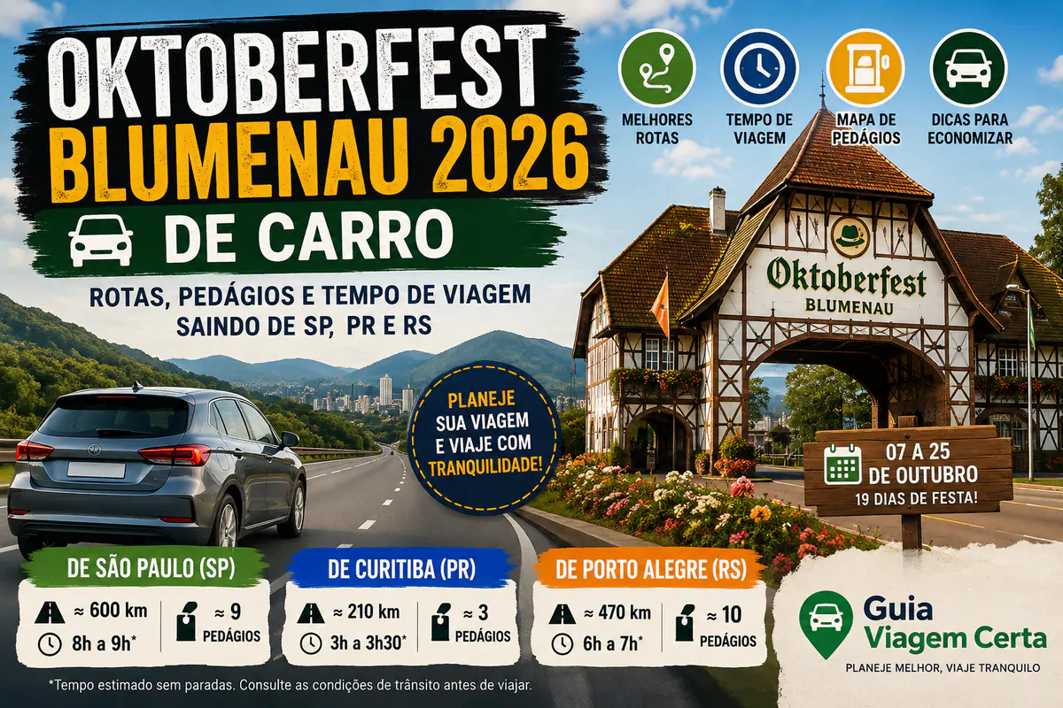 Oktoberfest Blumenau 2026 de carro: rotas, pedágios e tempo de viagem